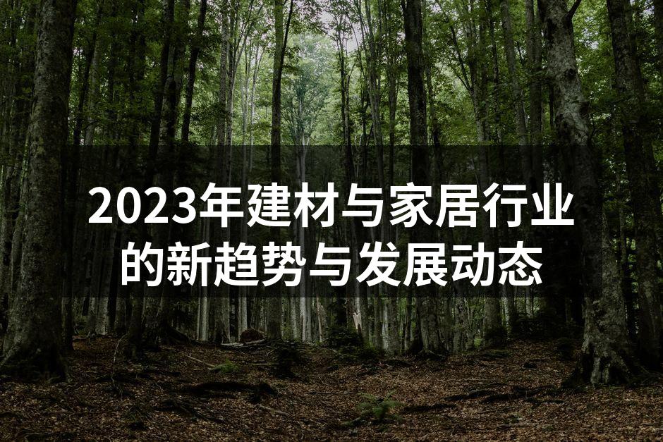 2023年建材与家居行业的新趋势与发展动态